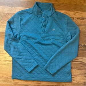 Vineyard Vines Teal Quilted Snap Pullover, Size Medium